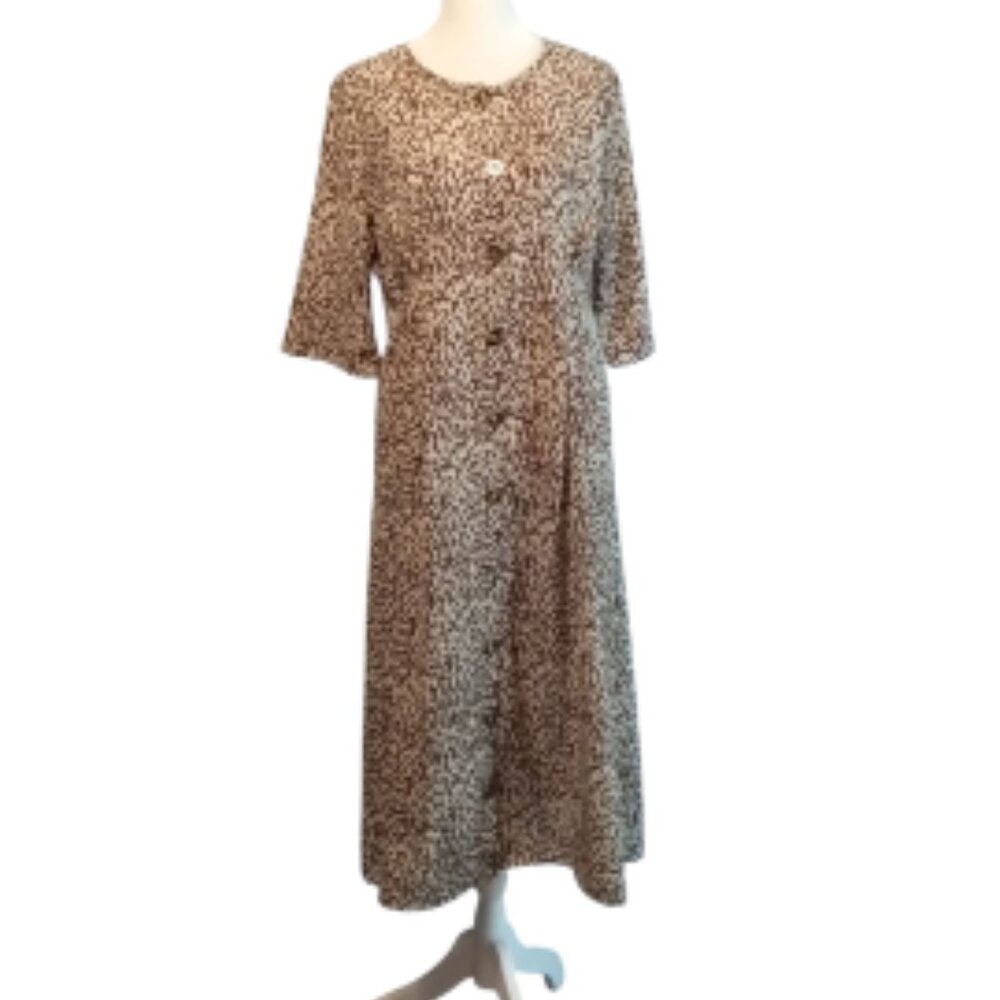 Leopard Animal Print Button Down Midi Dress Small